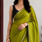 Maheshwari Cotton Saree – Olive Green