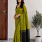 Maheshwari Cotton Saree – Olive Green