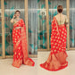 Red Butta Banaras Crepe silk