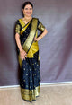 Dual Tone Soft Silk Saree – Black & Antique Gold - AbirabyBeena