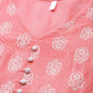 Pink & White Ethnic Printed Pure Cotton Flared Kurta