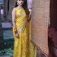 Yellow minakari Banaras Soft Georgette Jaal silk