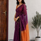 Maheshwari Cotton Saree – Plum Purple