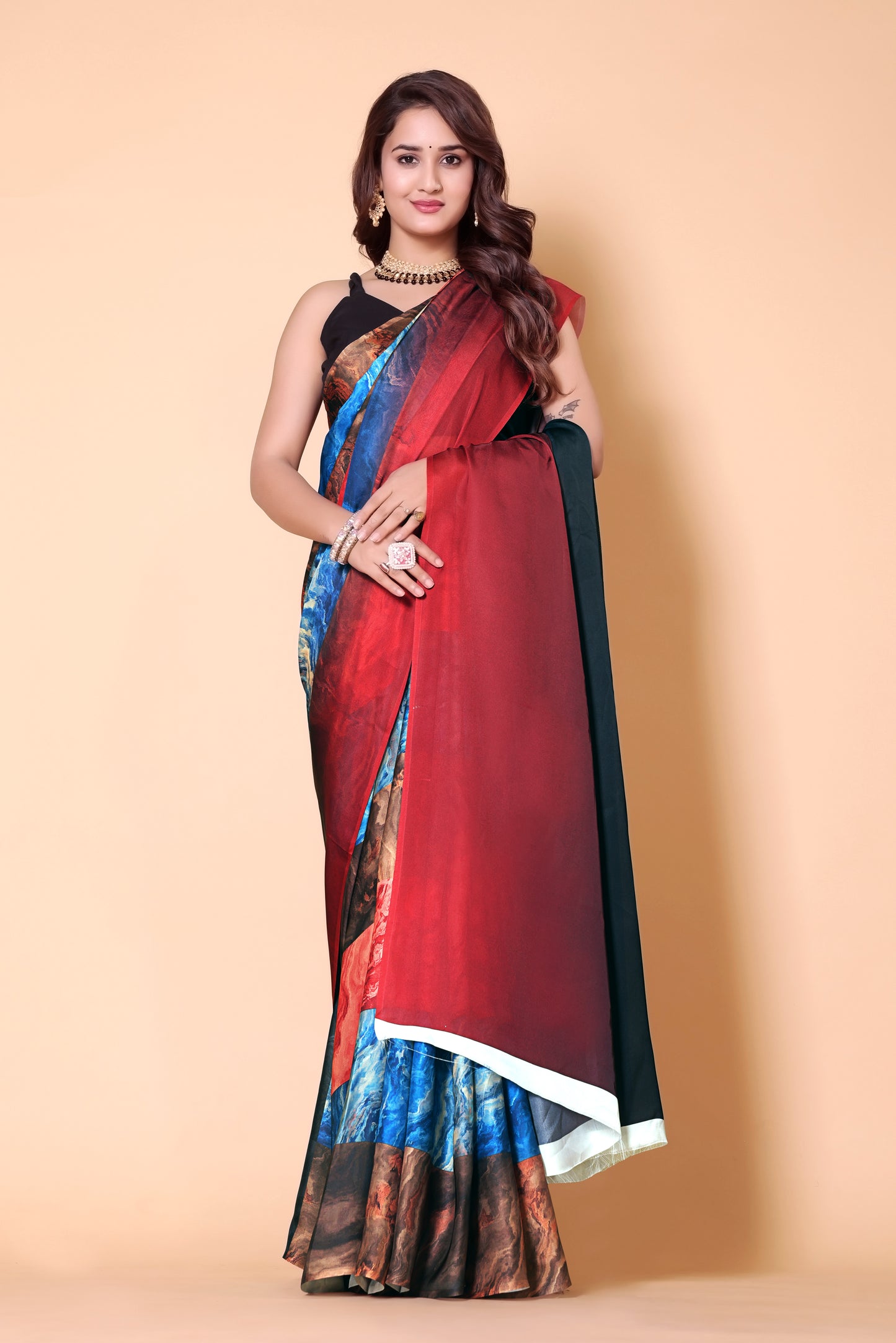 Printed Crepe Silk Saree - Shaded