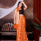 Orange Jaal Katan Georgette Silk