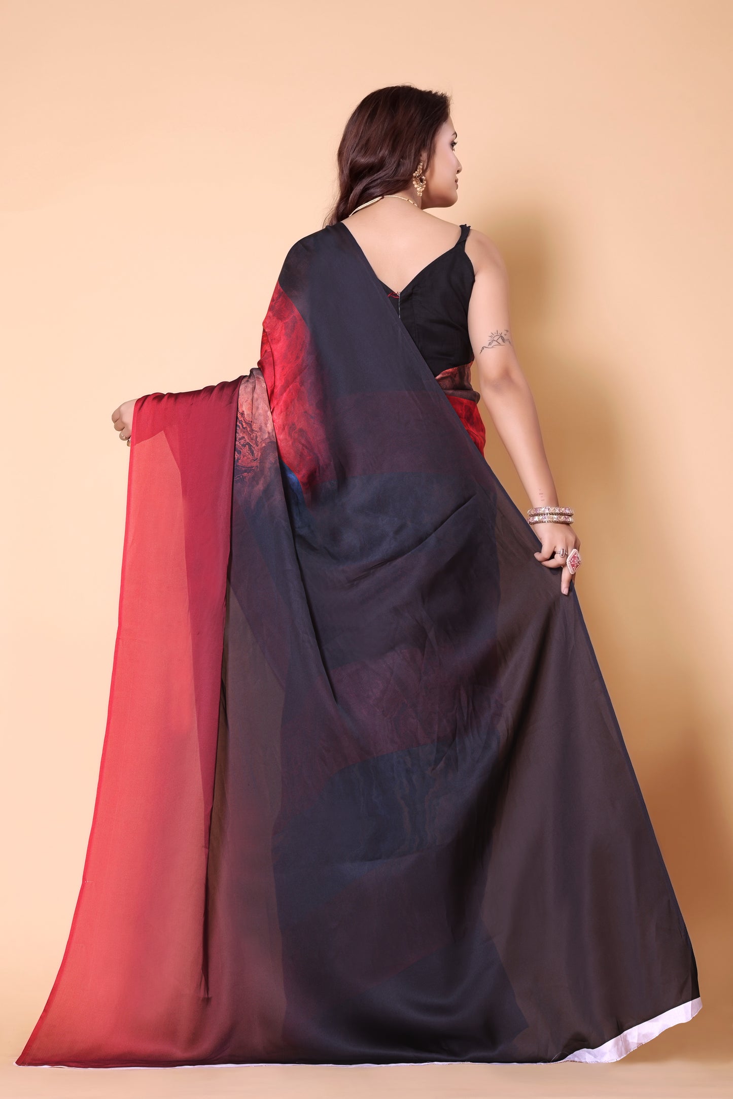 Printed Crepe Silk Saree - Shaded