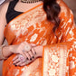 Orange Jaal Katan Georgette Silk