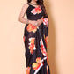Printed Crepe Silk Saree - Black Flowerer