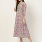 Blue & Pink Printed Fit & Flare Dress