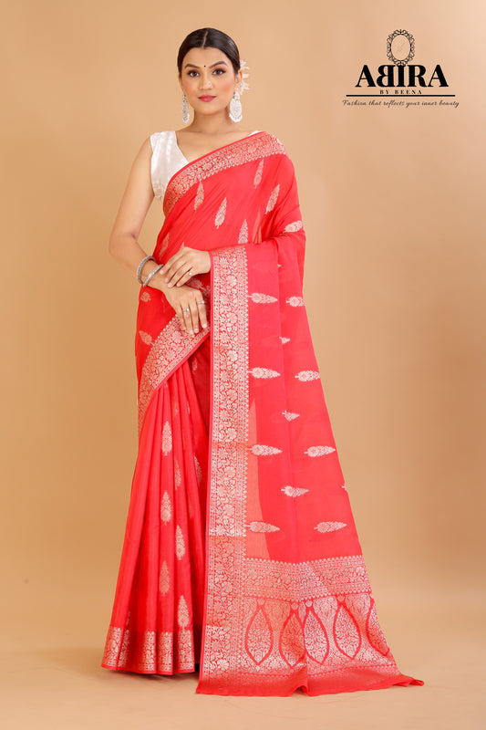 Red Banaras warm silk - AbirabyBeena