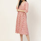 Pink Floral Printed Angrakha Style Anarkali Dress