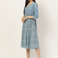 Blue Ethnic Motifs Printed Anarkali Tie-Up Dress