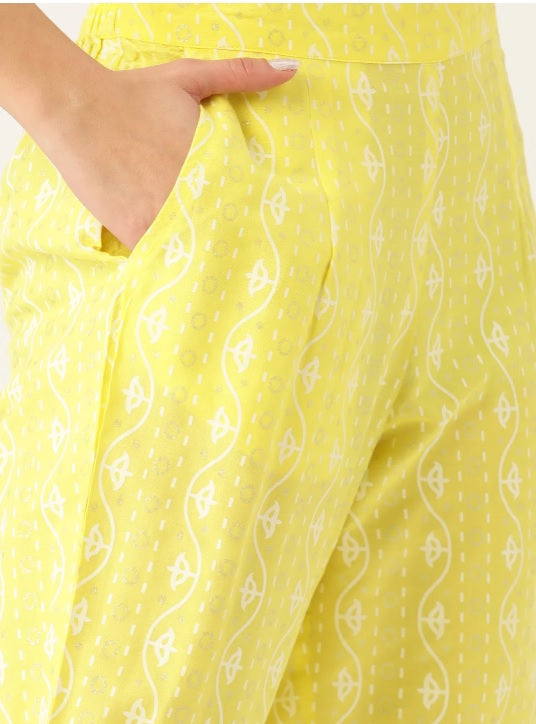Lime Anarkali Kurta set With Chiffon Dupatta