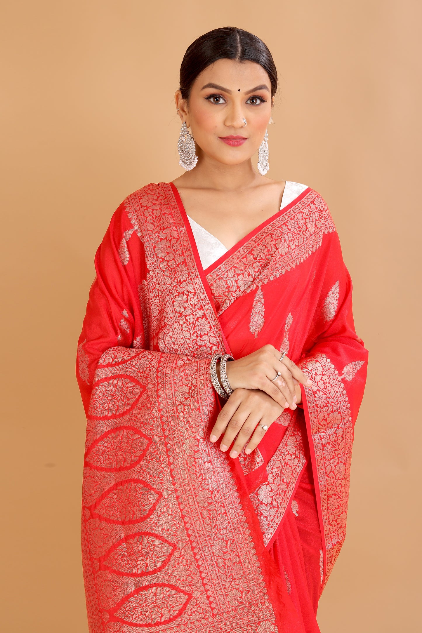 Red Banaras warm silk