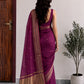 Maheshwari Cotton Saree – Wine Magenta