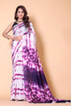 Printed Crepe Silk Saree - Purple-White - AbirabyBeena