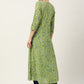 Green & Blue Ethnic Printed Pure Cotton Gotta Patti Anarkali Kurta - AbirabyBeena