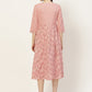 Pink Floral Printed Angrakha Style Anarkali Dress