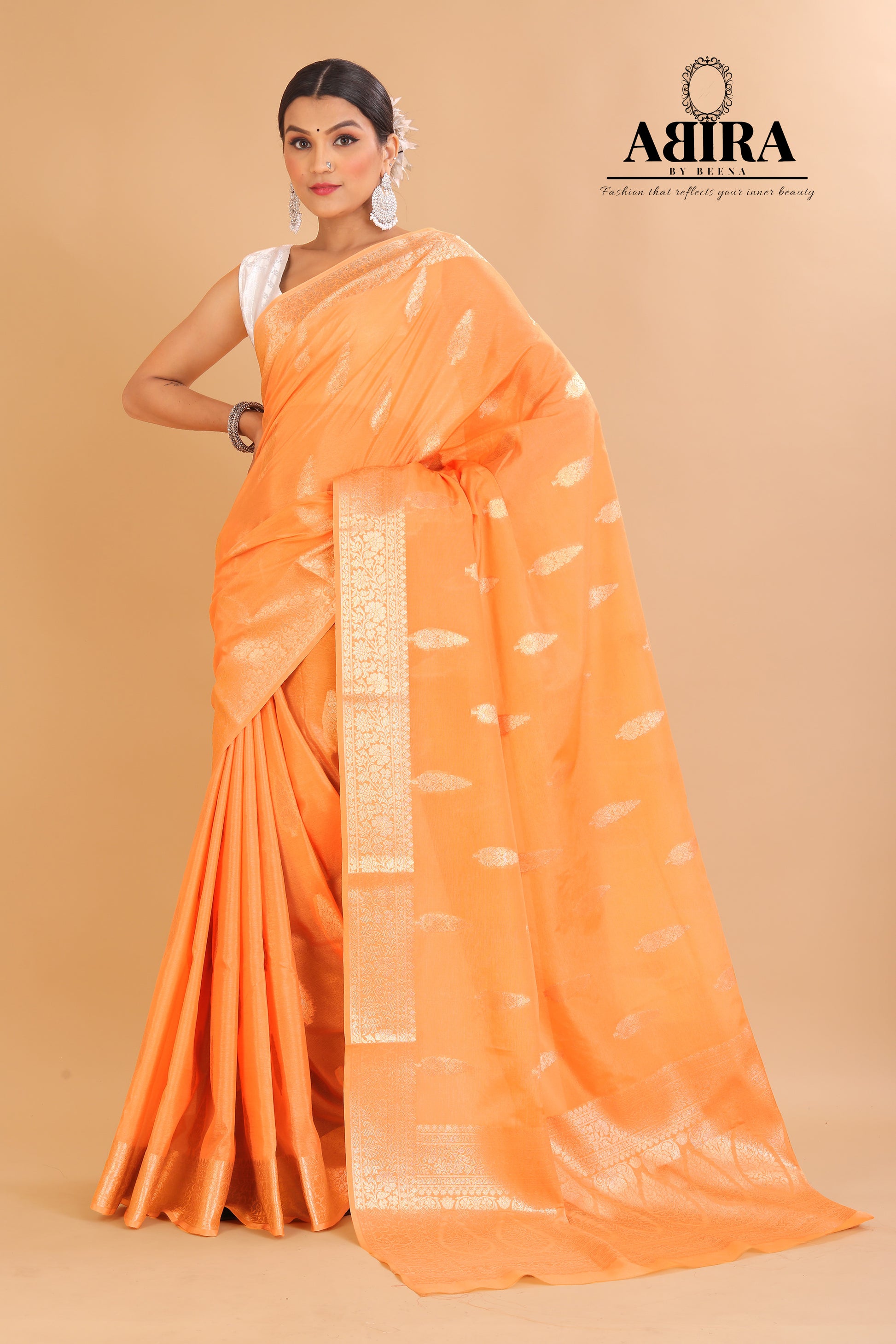 Orange Banaras warm silk - AbirabyBeena