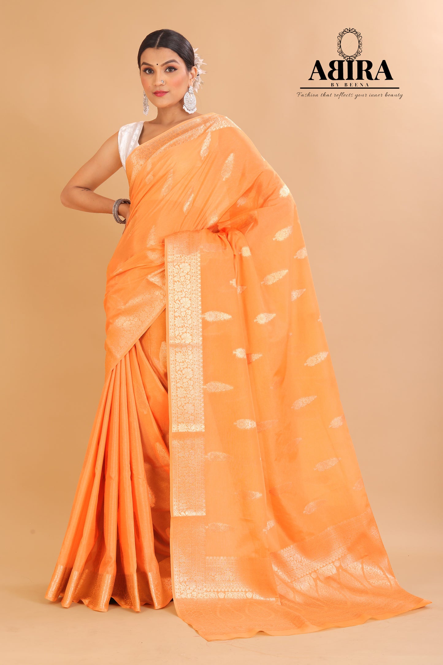 Orange Banaras warm silk