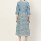 Blue Ethnic Motifs Printed Anarkali Tie-Up Dress