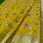 Yellow minakari Banaras Soft Georgette Jaal silk
