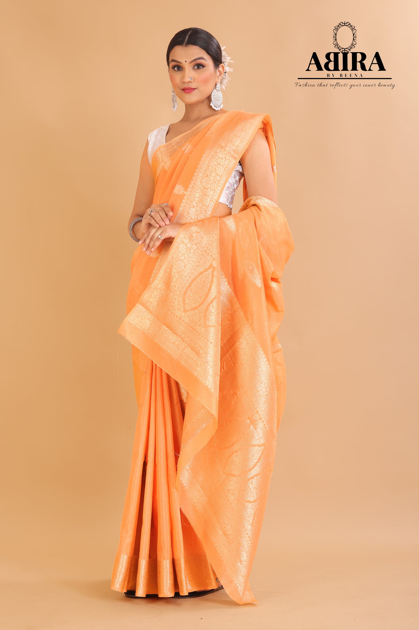 Orange Banaras warm silk