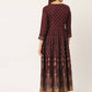 Maroon Rayon Gold Printed & Gota Work Anarkali Kurta