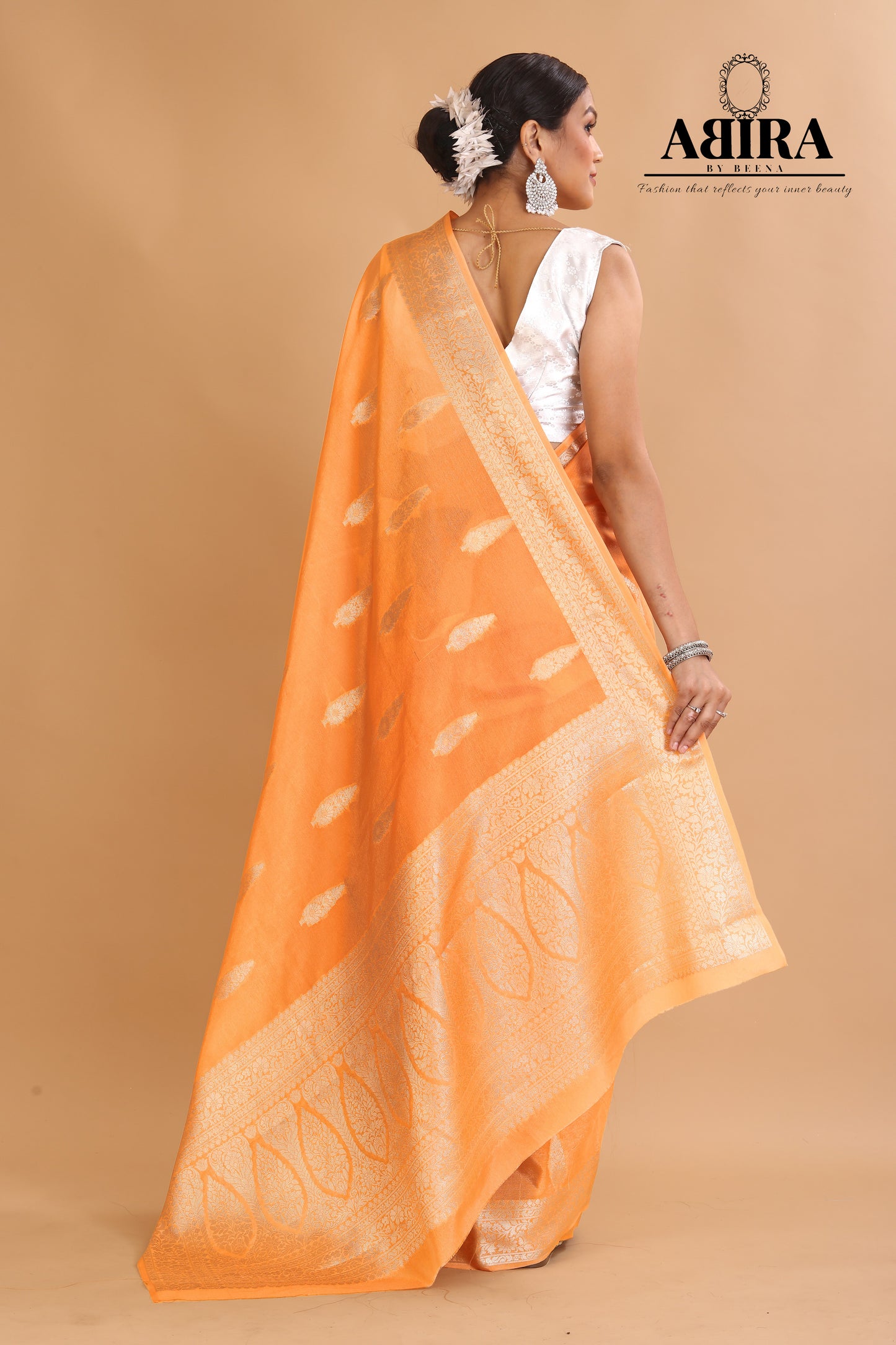 Orange Banaras warm silk