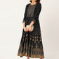 Blue Rayon Gold Printed & Gota Work Anarkali Kurta
