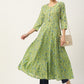 Green & Blue Ethnic Printed Pure Cotton Gotta Patti Anarkali Kurta - AbirabyBeena