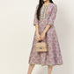 Blue & Pink Printed Fit & Flare Dress