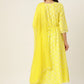 Lime Anarkali Kurta set With Chiffon Dupatta