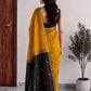 Mustard Maheshwari Cotton Saree with Black Pallu