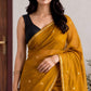 Mustard Maheshwari Cotton Saree with Black Pallu