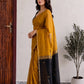 Mustard Maheshwari Cotton Saree with Black Pallu
