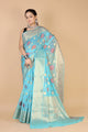 Sky Blue Georgette silk Saree-Mona - AbirabyBeena