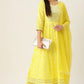 Lime Anarkali Kurta set With Chiffon Dupatta