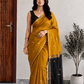 Mustard Maheshwari Cotton Saree with Black Pallu