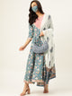 Women Blue & White Flared Kurta With Dupatta - AbirabyBeena