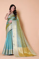 Gold TISSUE silk Saree - Blue - AbirabyBeena