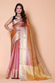 Gold TISSUE silk Saree - Pink - AbirabyBeena