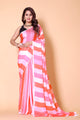 Stipe Printed Crepe Silk Saree - Pink - AbirabyBeena