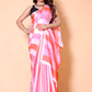 Stipe Printed Crepe Silk Saree - Pink