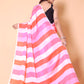 Stipe Printed Crepe Silk Saree - Pink