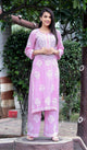 Pink Chikankari Modal Straight Kurta Set - AbirabyBeena