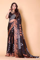 Printed Crepe Silk Saree - Black - AbirabyBeena