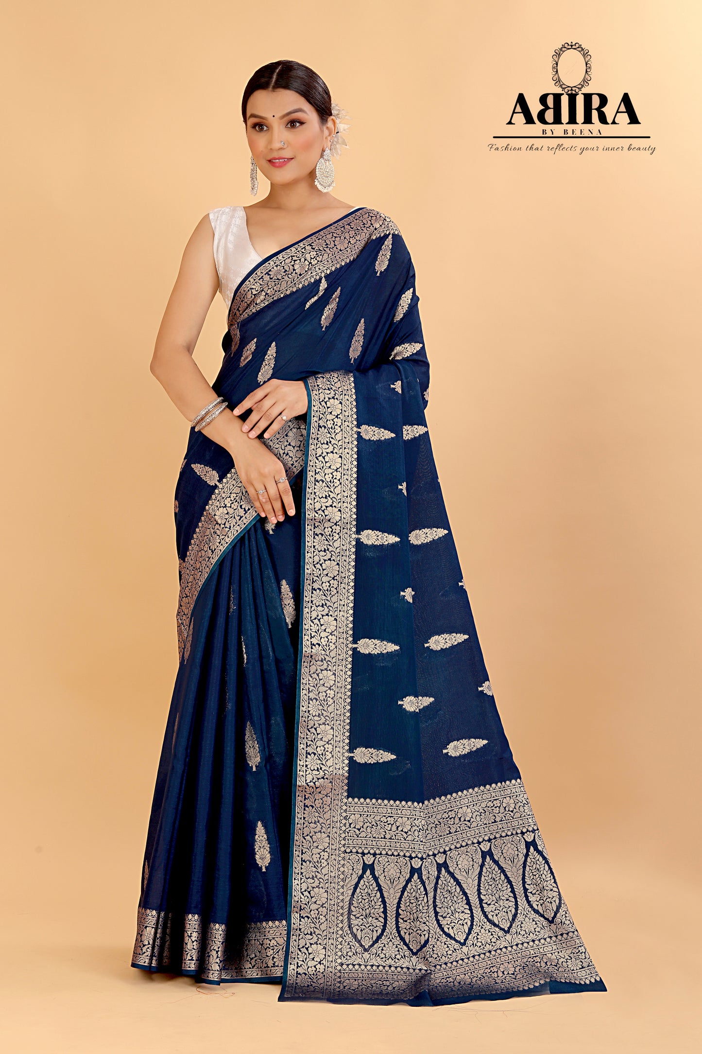 Blue Banaras warm silk