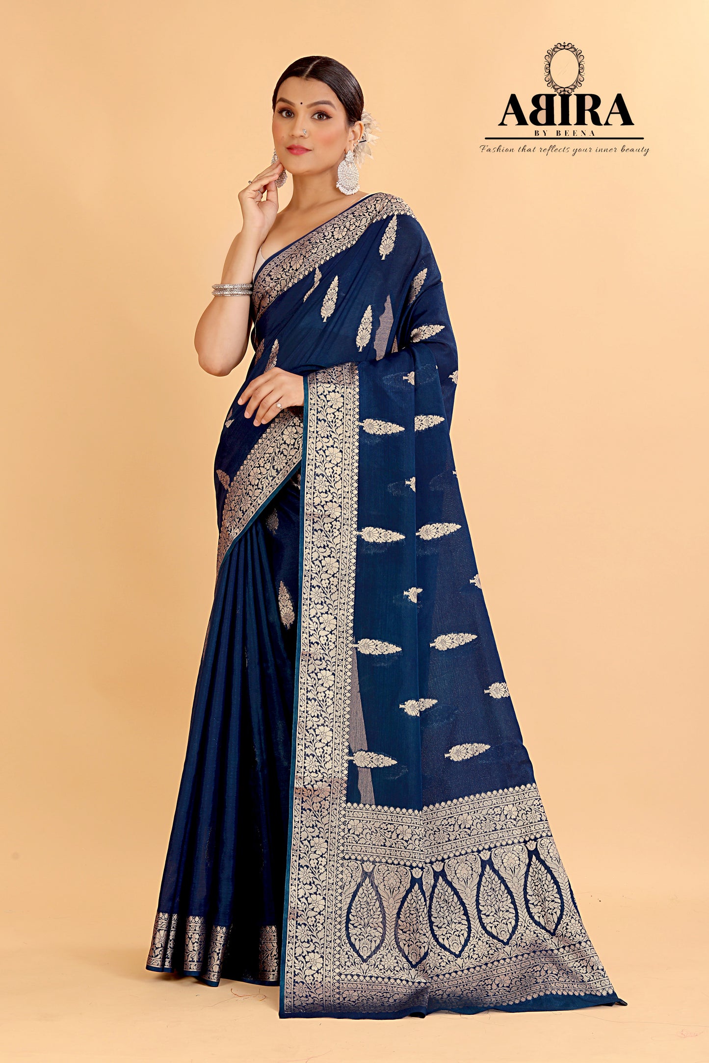 Blue Banaras warm silk