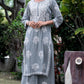 Grey Chikankari Modal Straight Kurta Set - AbirabyBeena